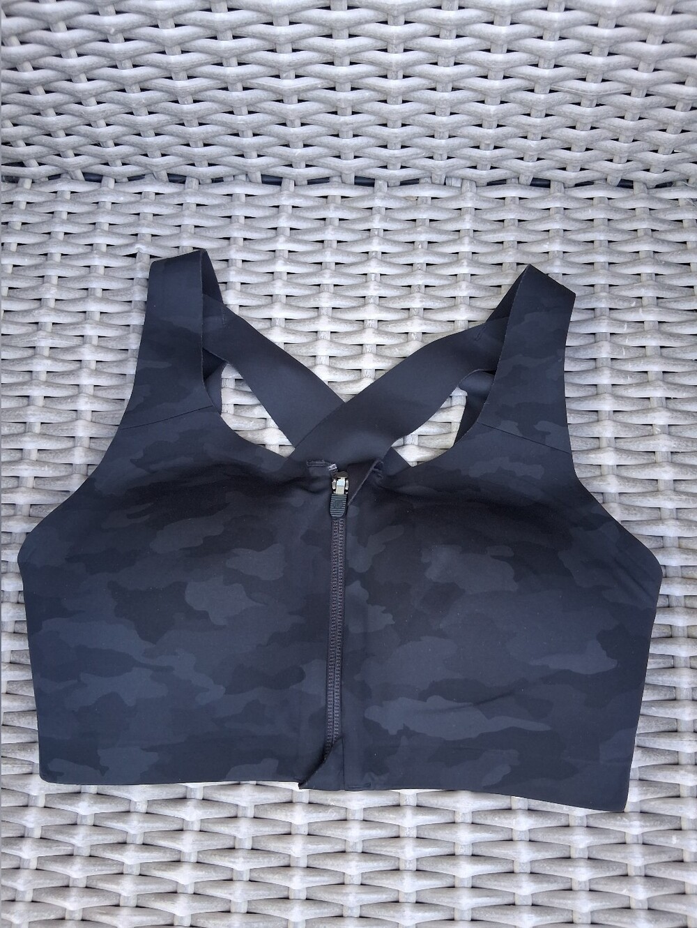 Lululemon Black Camo Front-Zip Sports Bra